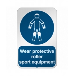 Znak bezpieczeństwa ISO – Nakaz stosowania ochraniaczy sportowych, M/M049/EN521/RFL-390X590-1
