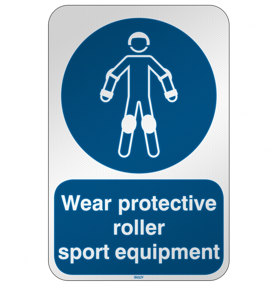 Znak bezpieczeństwa ISO – Nakaz stosowania ochraniaczy sportowych, M/M049/EN521/RFL-390X590-1