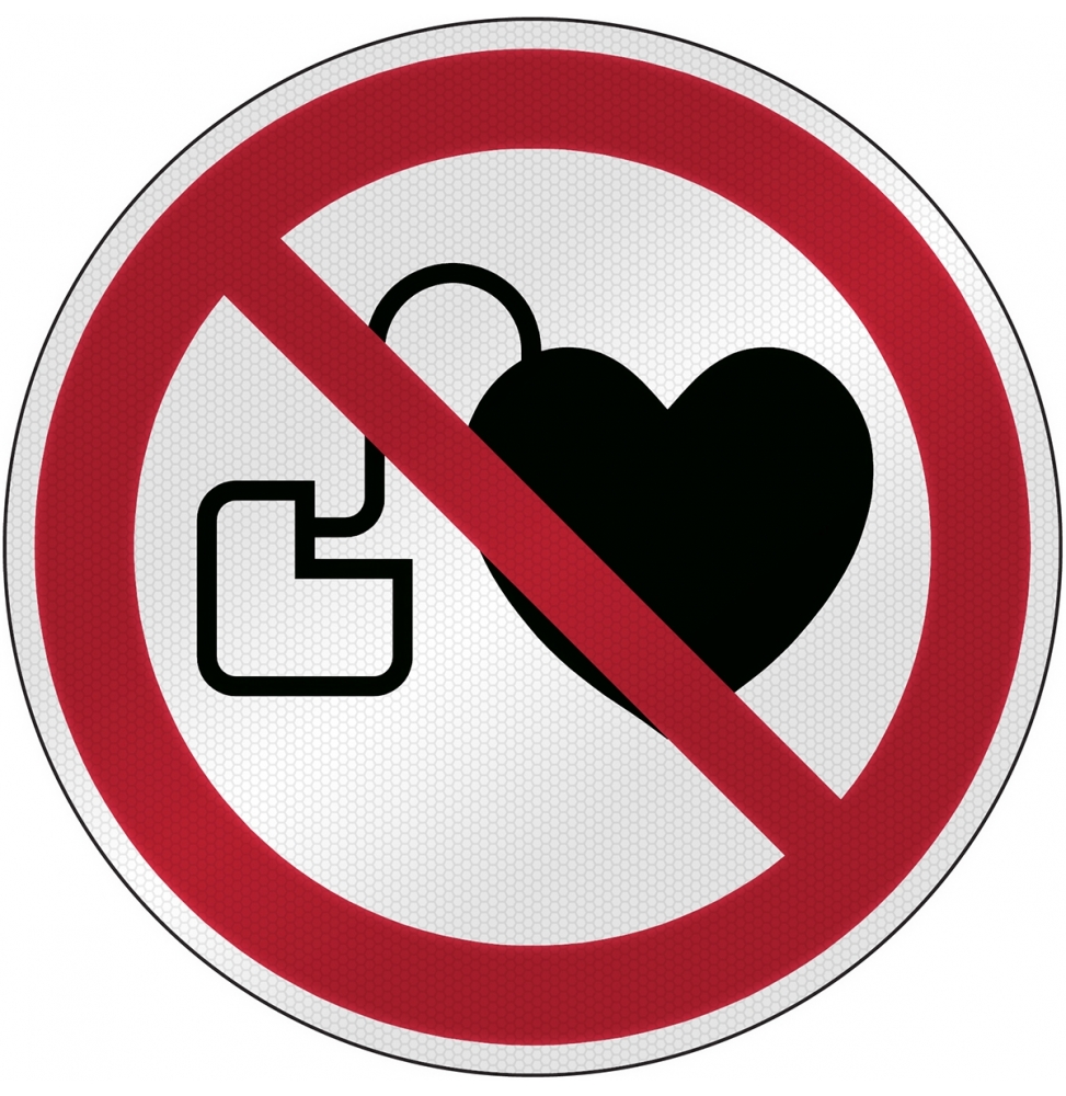Znak bezpieczeństwa ISO - Zakaz wstępu osobom ze stymulatorem serca, P/P007/NT/RFL-DIA395-1