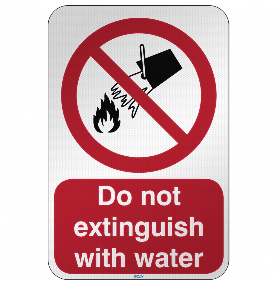 Znak bezpieczeństwa ISO - Nie gasić wodą, P/P011/EN160/RFL-390X590-1