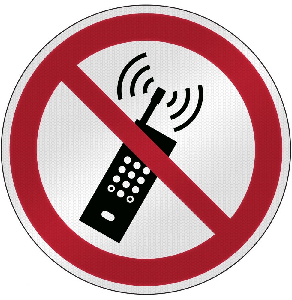 Znak bezpieczeństwa ISO - Zakaz używania telefonów komórkowych, P/P013/NT/RFL-DIA395-1