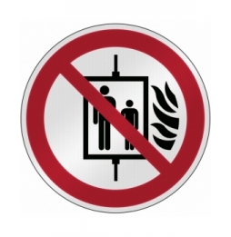 Znak bezpieczeństwa ISO - Nie używać dźwigu w przypadku pożaru, P/P020/NT/RFL-DIA395-1