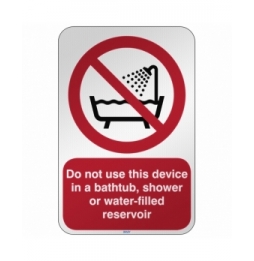 Zakaz używania urządzenia w wannie, pod prysznicem i w zbiorniku z wodą, P/P026/EN169/RFL-390X590-1