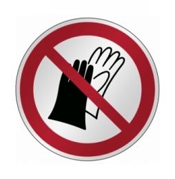 Znak bezpieczeństwa ISO - Nie używać rękawic roboczych, P/P028/NT/RFL-DIA395-1