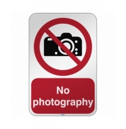 Znak bezpieczeństwa ISO - Zakaz fotografowania, P/P029/EN215/RFL-390X590-1