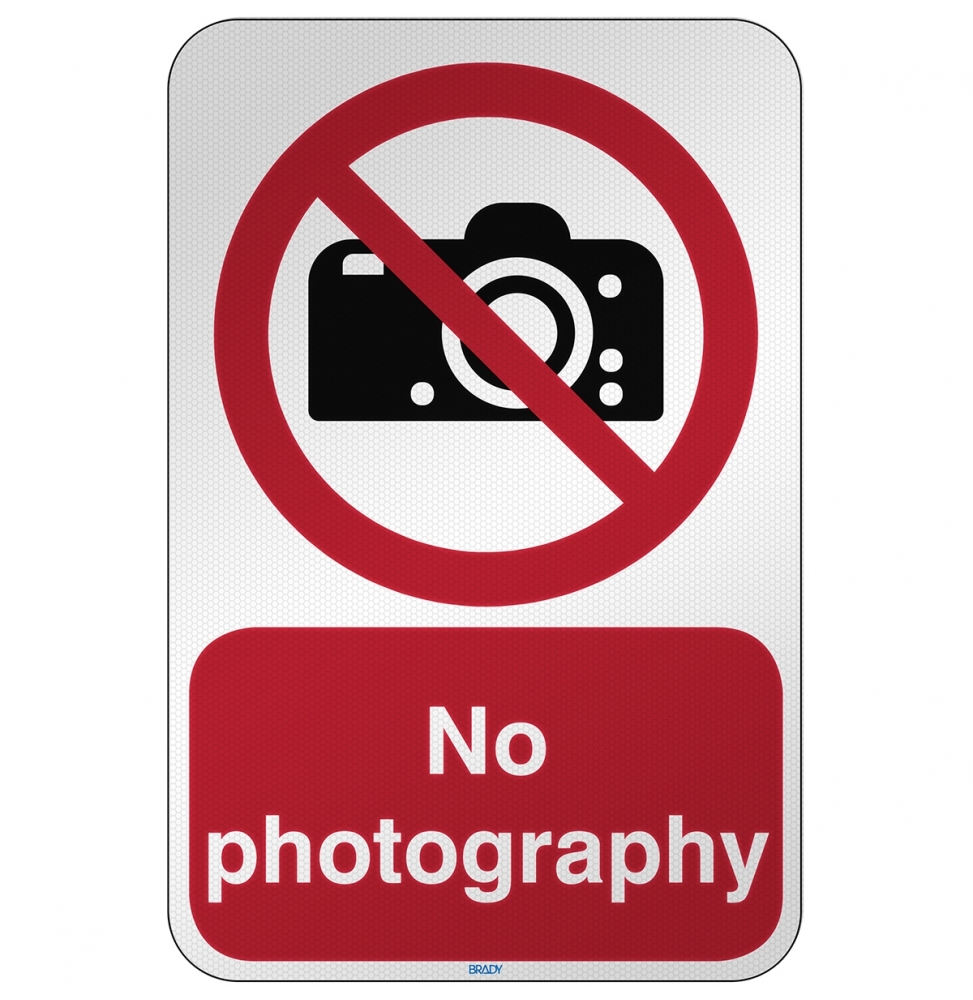 Znak bezpieczeństwa ISO - Zakaz fotografowania, P/P029/EN215/RFL-390X590-1