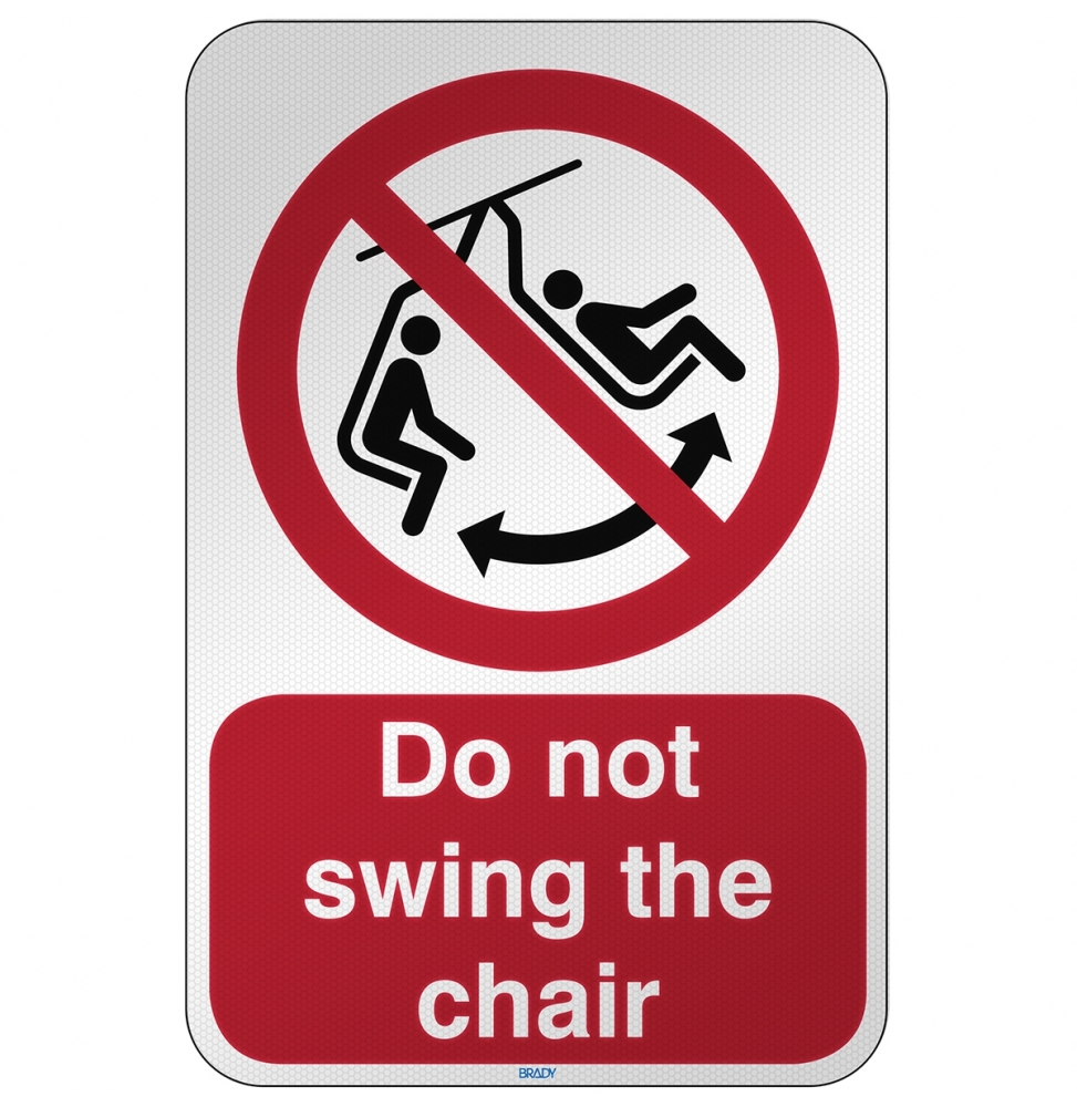 Znak bezpieczeństwa ISO - Zakaz bujania krzesełkiem, P/P038/EN529/RFL-390X590-1