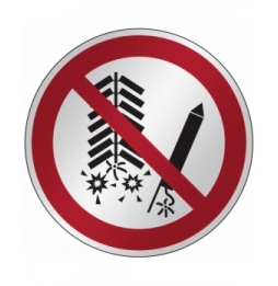 Znak bezpieczeństwa ISO - Zakaz odpalania fajerwerków, P/P040/NT/RFL-DIA395-1
