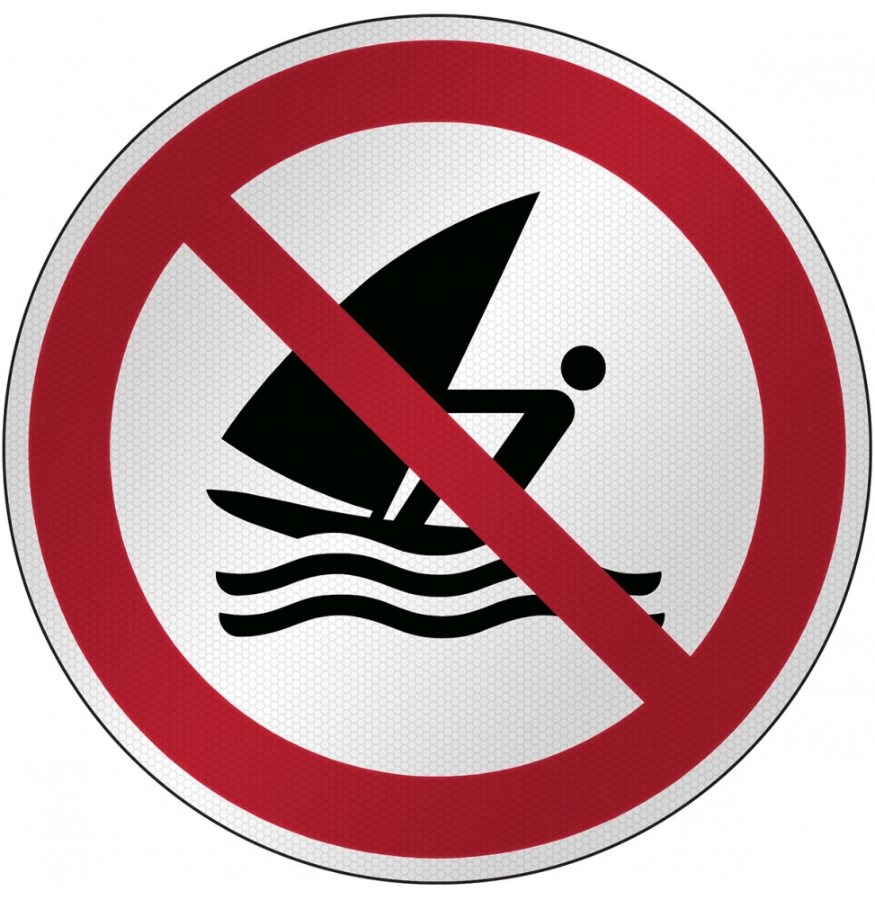 Znak bezpieczeństwa ISO - Zakaz uprawiania windsurfingu, P/P054/NT/RFL-DIA395-1