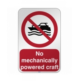 Znak bezpieczeństwa ISO - Zakaz używania łodzi znapędem silnikowym, P/P056/EN474/RFL-390X590-1