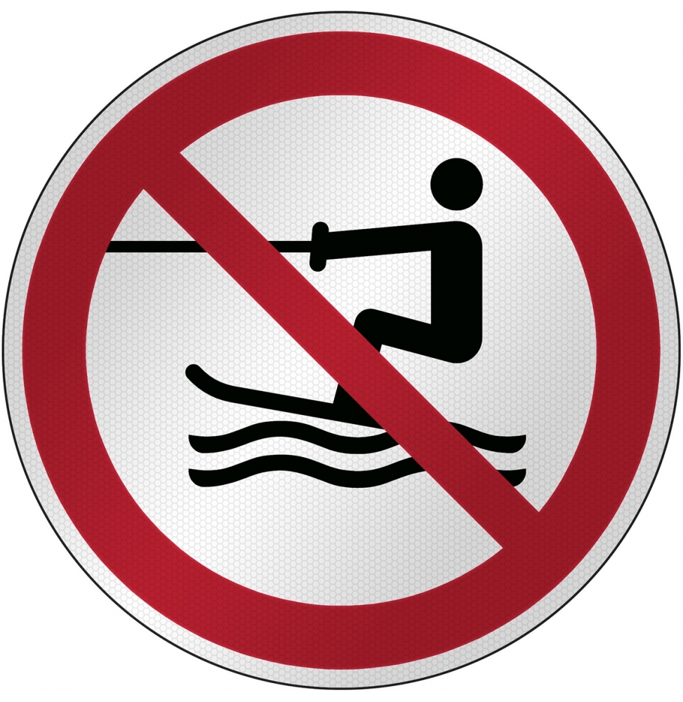 Znak bezpieczeństwa ISO - Zakaz holowania narciarzy wodnych, P/P058/NT/RFL-DIA395-1