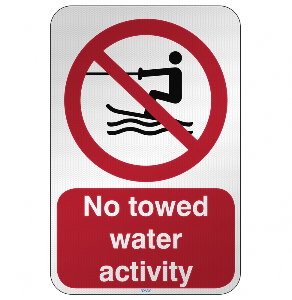 Znak bezpieczeństwa ISO - Zakaz holowania narciarzy wodnych, P/P058/EN476/RFL-390X590-1