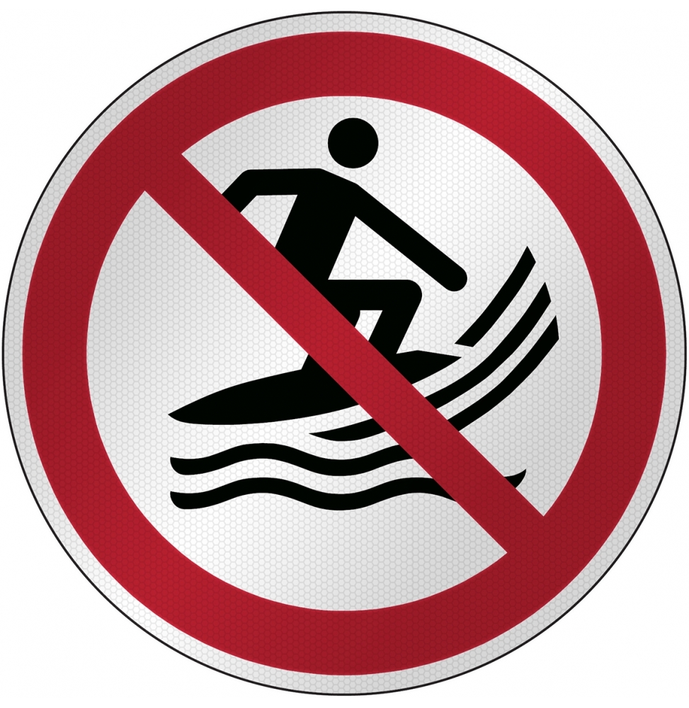 Znak bezpieczeństwa ISO - Zakaz używania desek do surfingu, P/P059/NT/RFL-DIA395-1