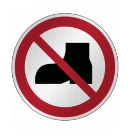 Znak bezpieczeństwa ISO - Zakaz używania obuwia do użytku zewnętrznego, P/P060/NT/RFL-DIA395-1