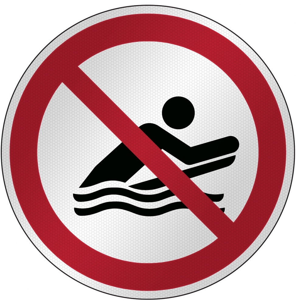 Znak bezpieczeństwa ISO - Zakaz surfowania w pozycji na brzuchu, P/P063/NT/RFL-DIA395-1