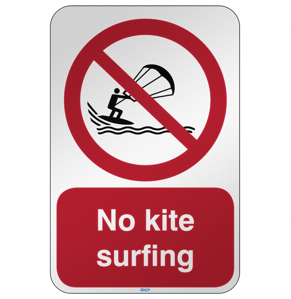 Znak bezpieczeństwa ISO - Zakaz uprawiania kitesurfingu, P/P065/EN483/RFL-390X590-1