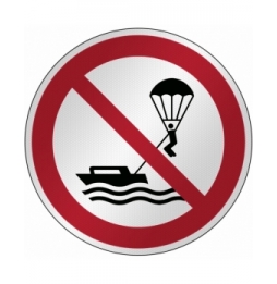 Znak bezpieczeństwa ISO - Zakaz uprawiania parasailingu, P/P066/NT/RFL-DIA395-1