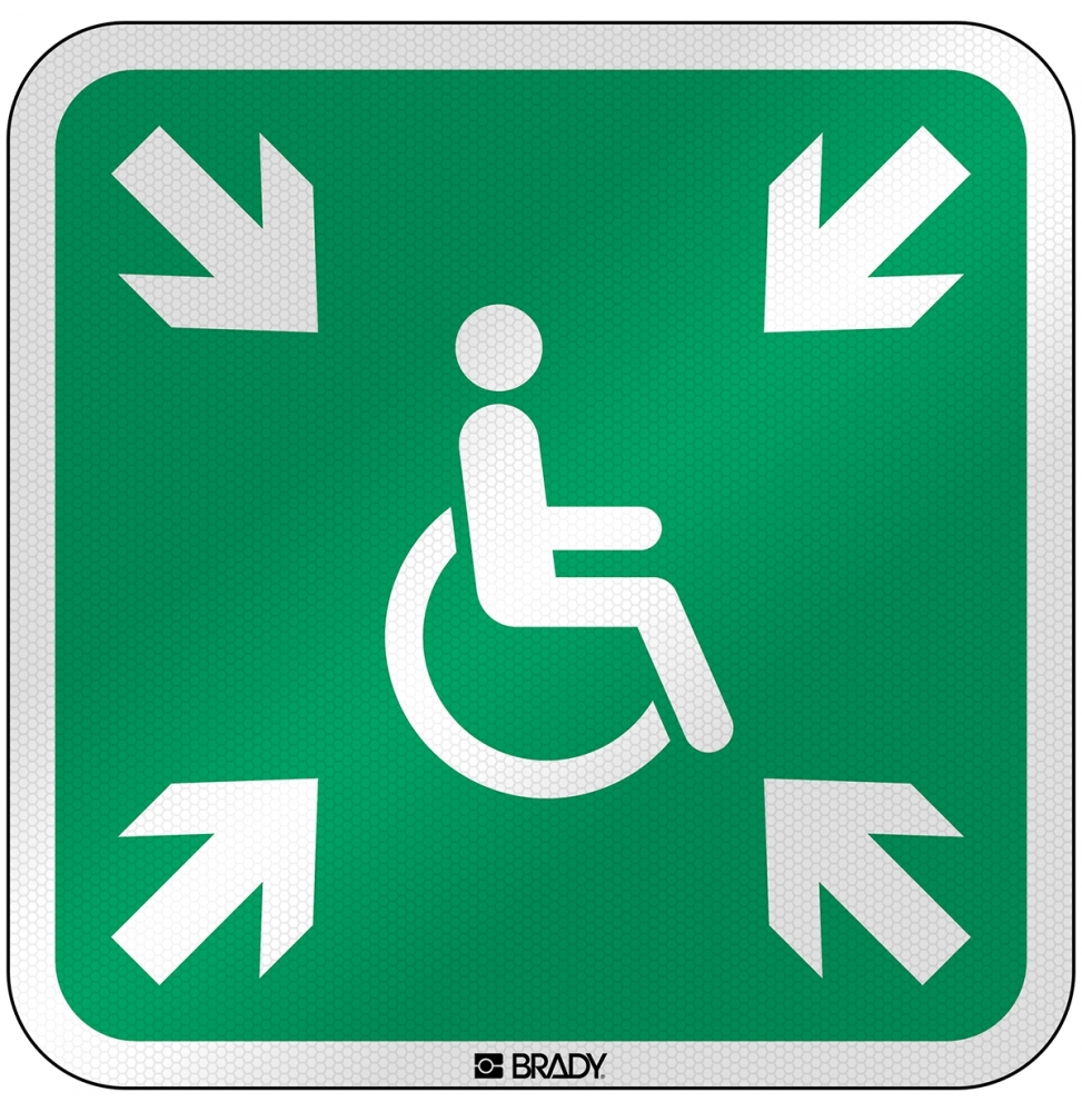 Znak bezpieczeństwa ISO- Miejsce zbiórki do ewakuacji dla osób niepełnosprawnych, E/E024/NT/RFL-390x390-1
