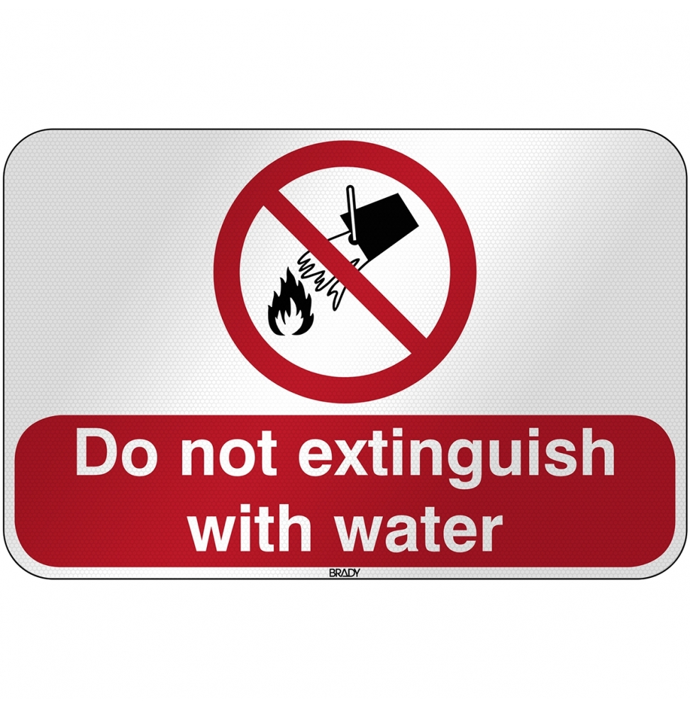 Znak bezpieczeństwa ISO - Nie gasić wodą, P/P011/EN160/RFL-590X390-1