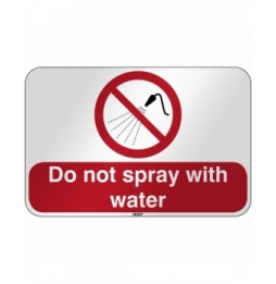 Znak bezpieczeństwa ISO - Zakaz rozpylania wody, P/P016/EN408/RFL-590X390-1