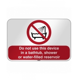 Zakaz używania urządzenia w wannie, pod prysznicem i w zbiorniku z wodą, P/P026/EN169/RFL-590X390-1
