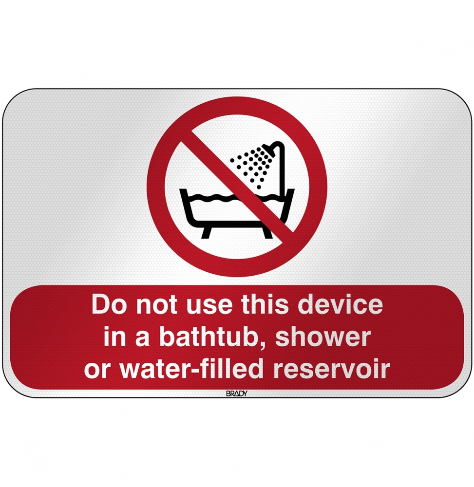 Zakaz używania urządzenia w wannie, pod prysznicem i w zbiorniku z wodą, P/P026/EN169/RFL-590X390-1