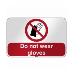 Znak bezpieczeństwa ISO - Nie używać rękawic roboczych, P/P028/EN174/RFL-590X390-1