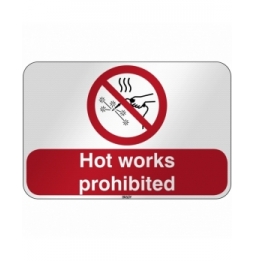 Znak bezpieczeństwa ISO - Zakaz prac gorących, P/P039/EN530/RFL-590X390-1