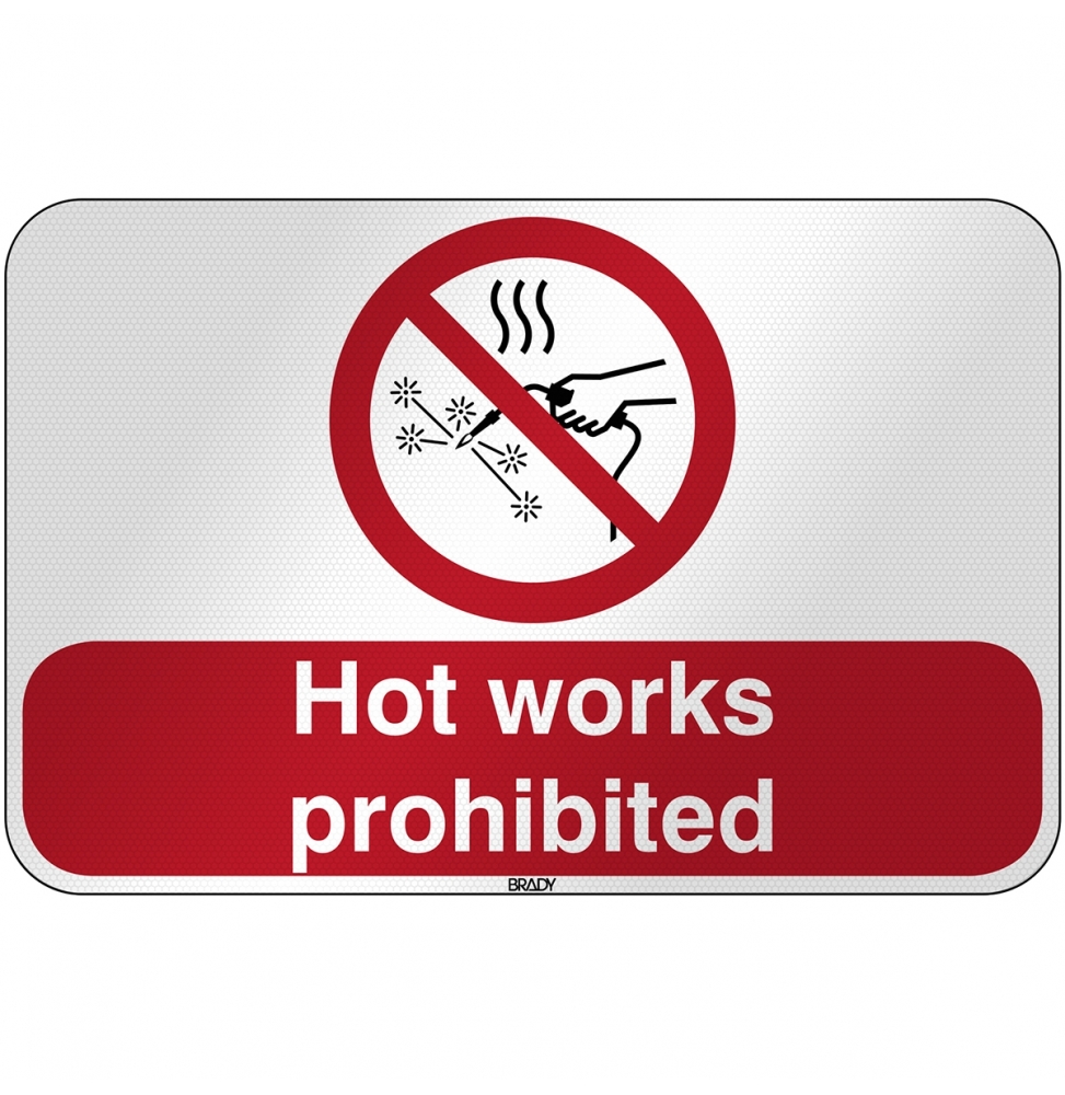 Znak bezpieczeństwa ISO - Zakaz prac gorących, P/P039/EN530/RFL-590X390-1
