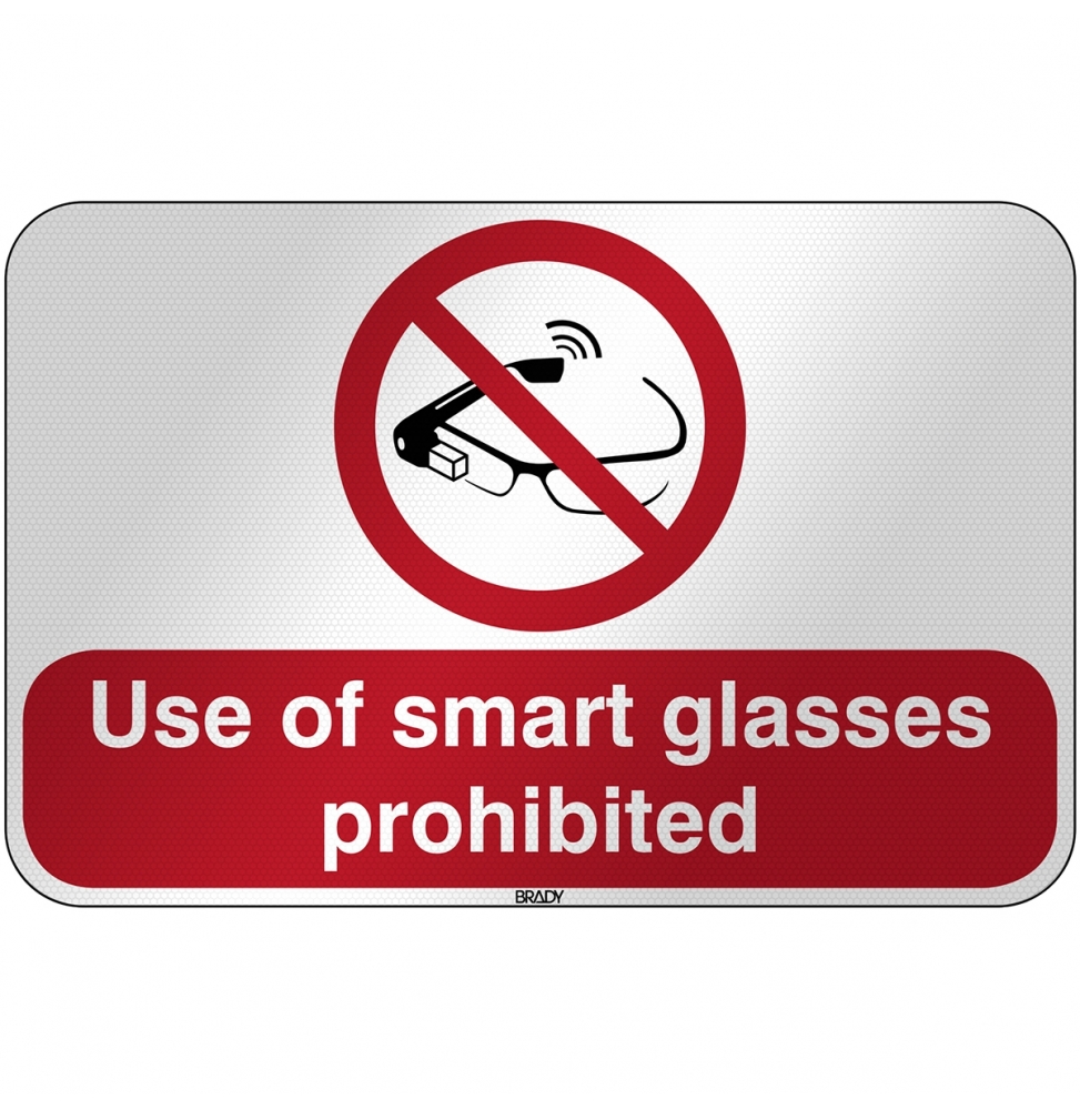 Znak bezpieczeństwa ISO - Zakaz korzystania z inteligentnych okularów, P/P044/EN403/RFL-590X390-1