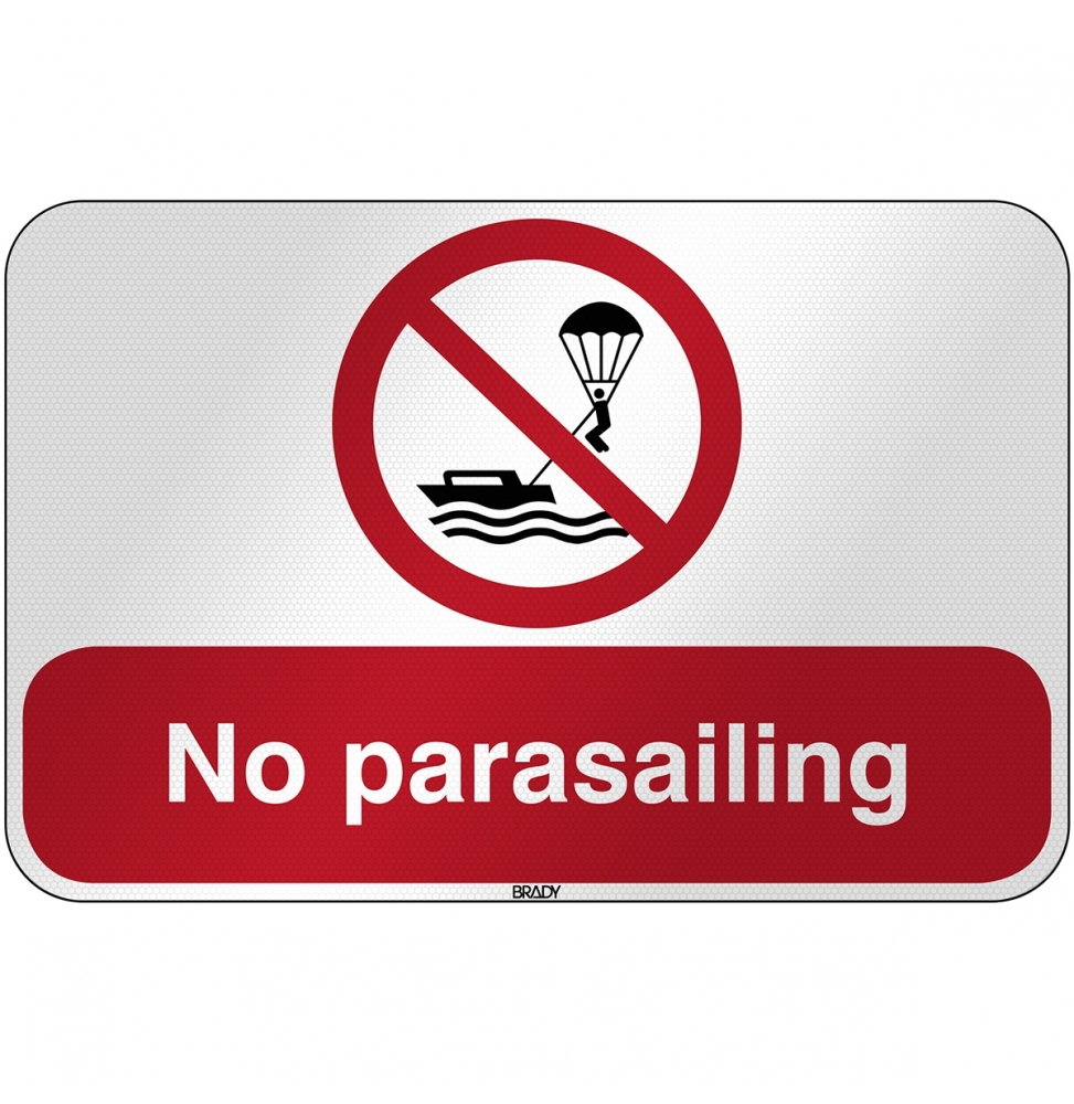 Znak bezpieczeństwa ISO - Zakaz uprawiania parasailingu, P/P066/EN484/RFL-590X390-1