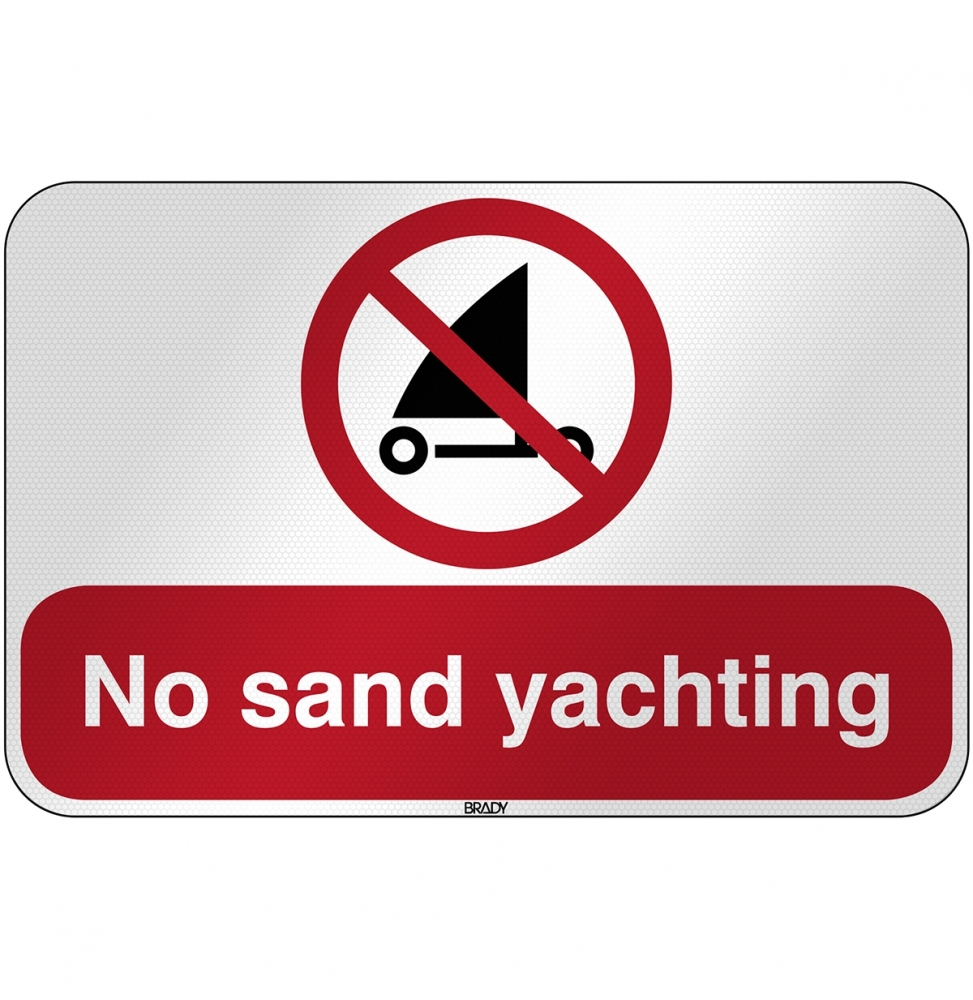 Znak bezpieczeństwa ISO - Zakaz uprawiania żeglarstwa lądowego, P/P067/EN485/RFL-590X390-1