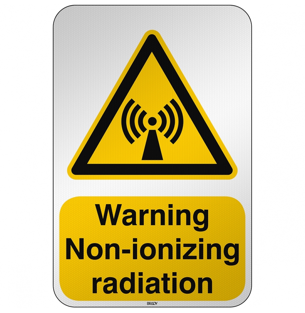 Znak bezpieczeństwa ISO - Ostrzeżenie przed promieniowaniem niejonizującym, W/W005/EN259/RFL-390X590-1