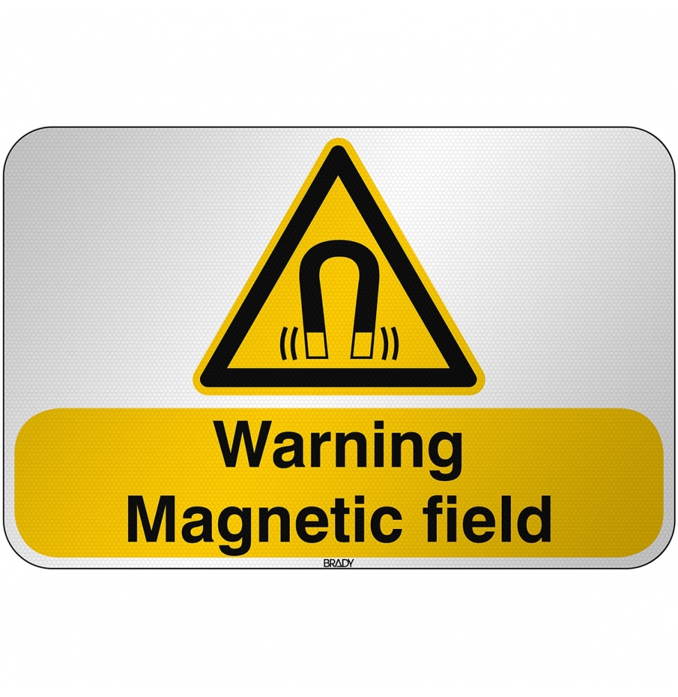 Znak bezpieczeństwa ISO - Ostrzeżenie przed silnym polem magnetycznym, W/W006/EN247/RFL-590X390-1