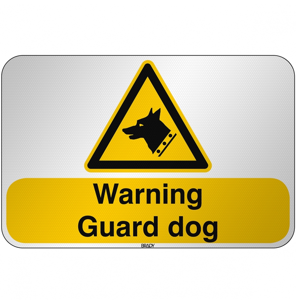 Znak bezpieczeństwa ISO - Ostrzeżenie przed psem stróżującym, W/W013/EN256/RFL-590X390-1