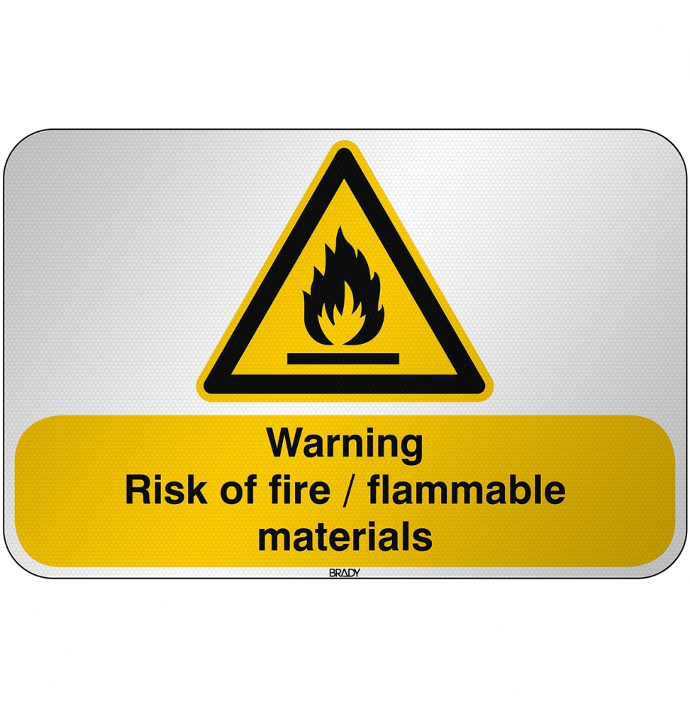 Znak bezpieczeństwa ISO - Ostrzeżenie przed substancjami łatwopalnymi, W/W021/EN265/RFL-590X390-1