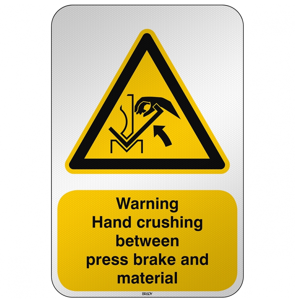 Ostrzeżenie przed zgnieceniem dłoni między prasą a materiałem, W/W031/EN411/RFL-390X590-1