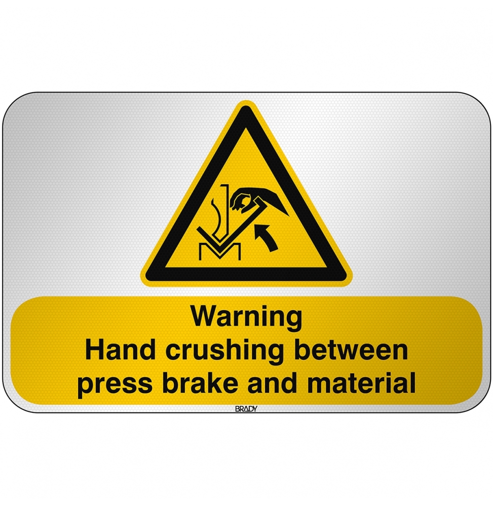 Ostrzeżenie przed zgnieceniem dłoni między prasą a materiałem, W/W031/EN411/RFL-590X390-1