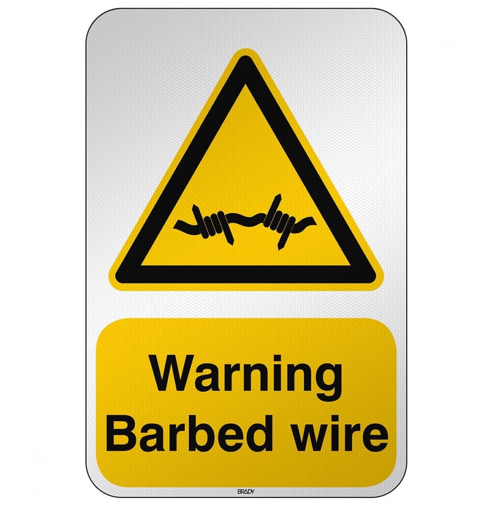 Znak bezpieczeństwa ISO - Ostrzeżenie przed drutem kolczastym, W/W033/EN532/RFL-390X590-1