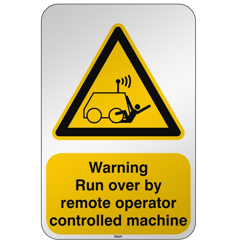 Ostrzeżenie przed możliwością potrącenia przez maszynę zdalnie sterowaną, W/W037/EN536/RFL-390X590-1