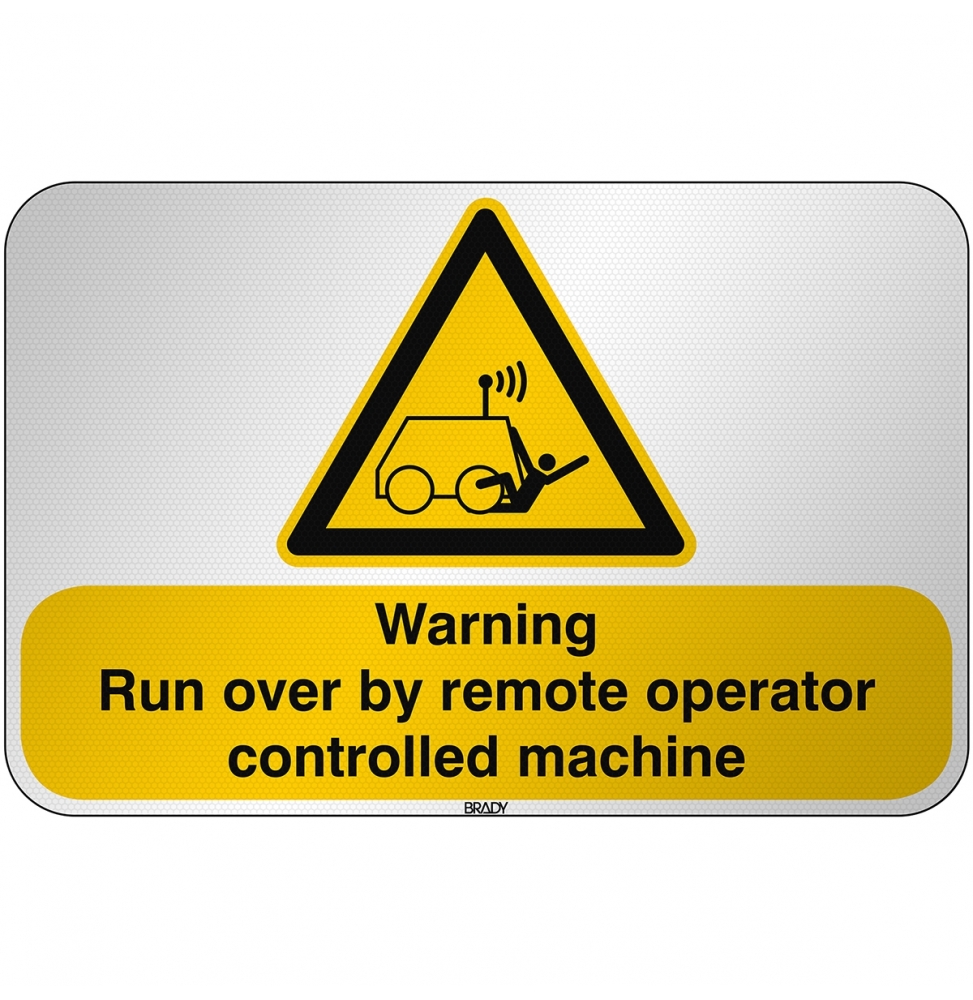 Ostrzeżenie przed możliwością potrącenia przez maszynę zdalnie sterowaną, W/W037/EN536/RFL-590X390-1