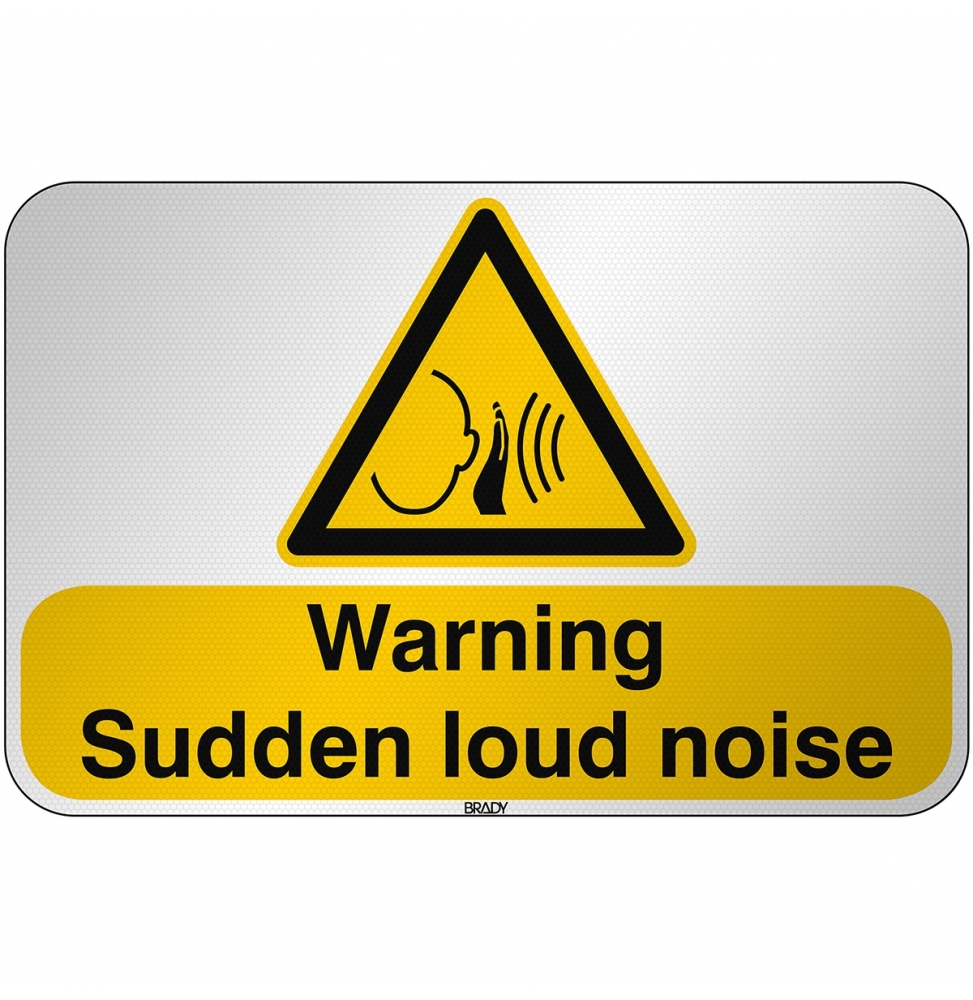 Znak bezpieczeństwa ISO - Ostrzeżenie przed nagłym (bardzo głośnym) hałasem, W/W038/EN537/RFL-590X390-1