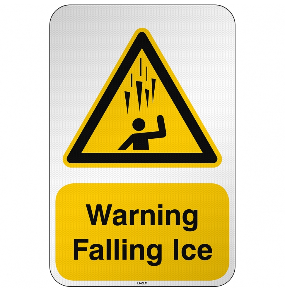 Znak bezpieczeństwa ISO - Ostrzeżenie przed spadającym lodem, W/W039/EN538/RFL-390X590-1