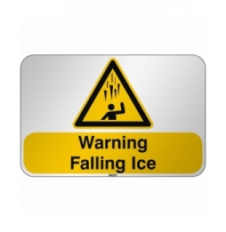 Znak bezpieczeństwa ISO - Ostrzeżenie przed spadającym lodem, W/W039/EN538/RFL-590X390-1