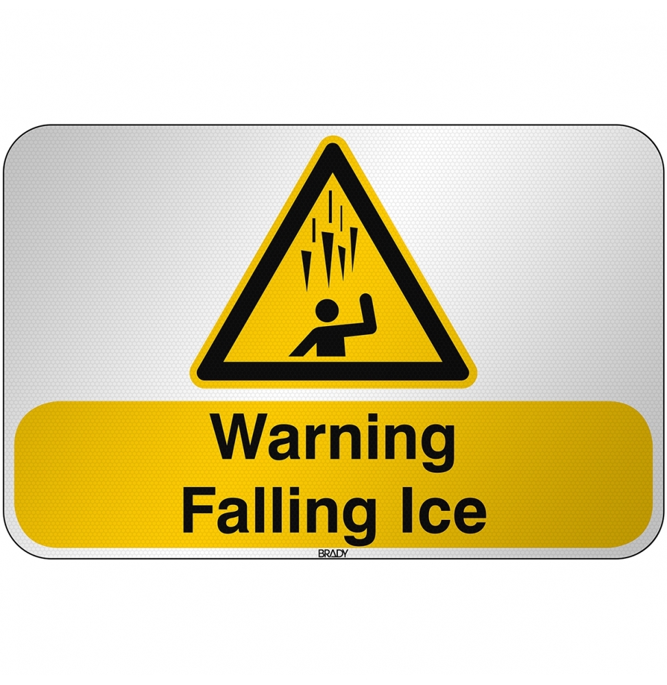 Znak bezpieczeństwa ISO - Ostrzeżenie przed spadającym lodem, W/W039/EN538/RFL-590X390-1