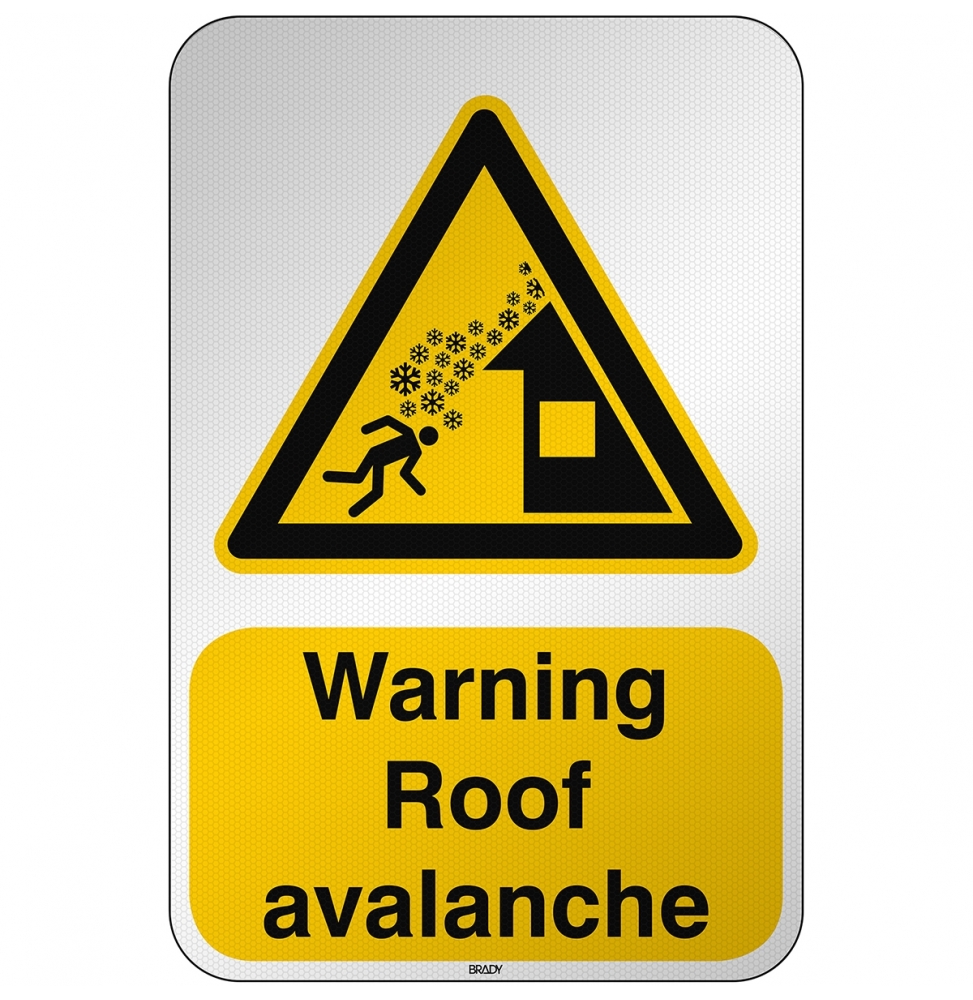 Znak bezpieczeństwa ISO - Ostrzeżenie przed spadającą z dachu lawiną, W/W040/EN539/RFL-390X590-1