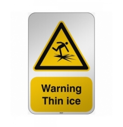 Znak bezpieczeństwa ISO - Ostrzeżenie przed cienkim lodem, W/W043/EN486/RFL-390X590-1