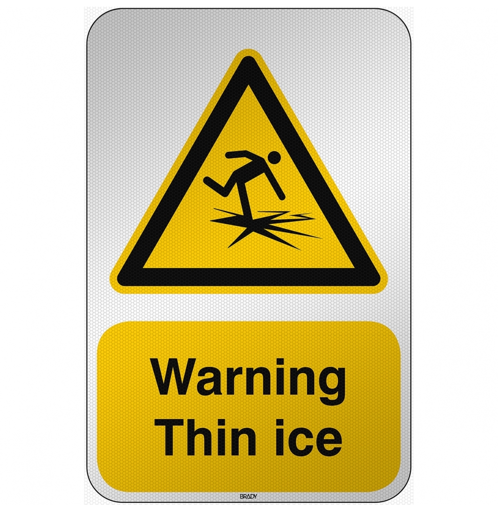 Znak bezpieczeństwa ISO - Ostrzeżenie przed cienkim lodem, W/W043/EN486/RFL-390X590-1