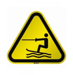 Znak bezpieczeństwa ISO - Ostrzeżenie przed strefą holowania narciarzy wodnych, W/W045/NT/RFL-TRI310-1