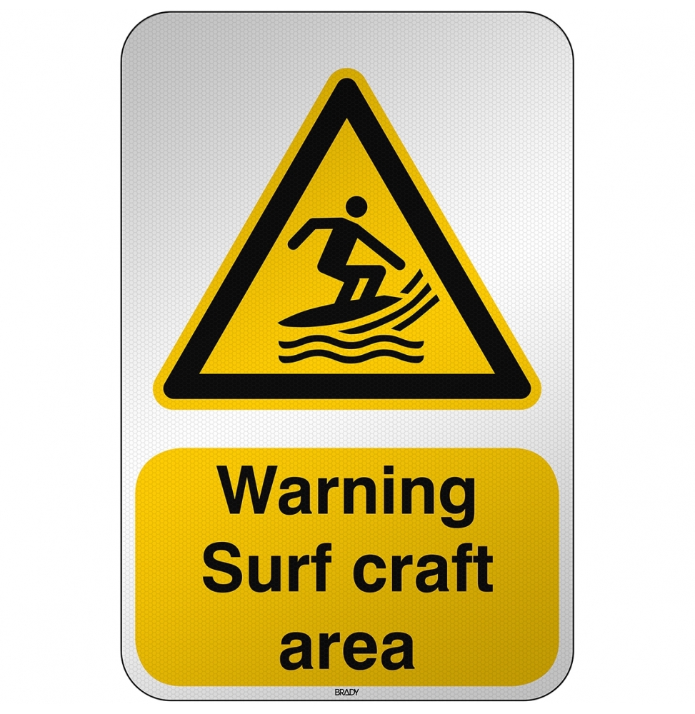 Znak bezpieczeństwa ISO - Ostrzeżenie przed surferami, W/W046/EN489/RFL-390X590-1